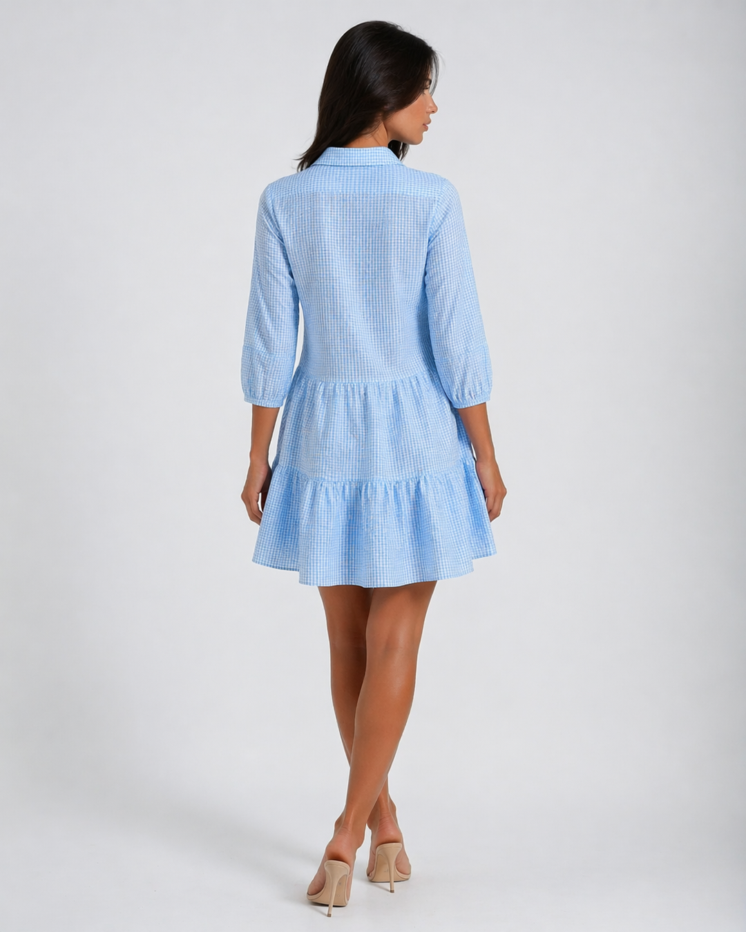 VIOLA™|VESTITO MINI A QUADRETTI CON BOTTONI FRONTALI