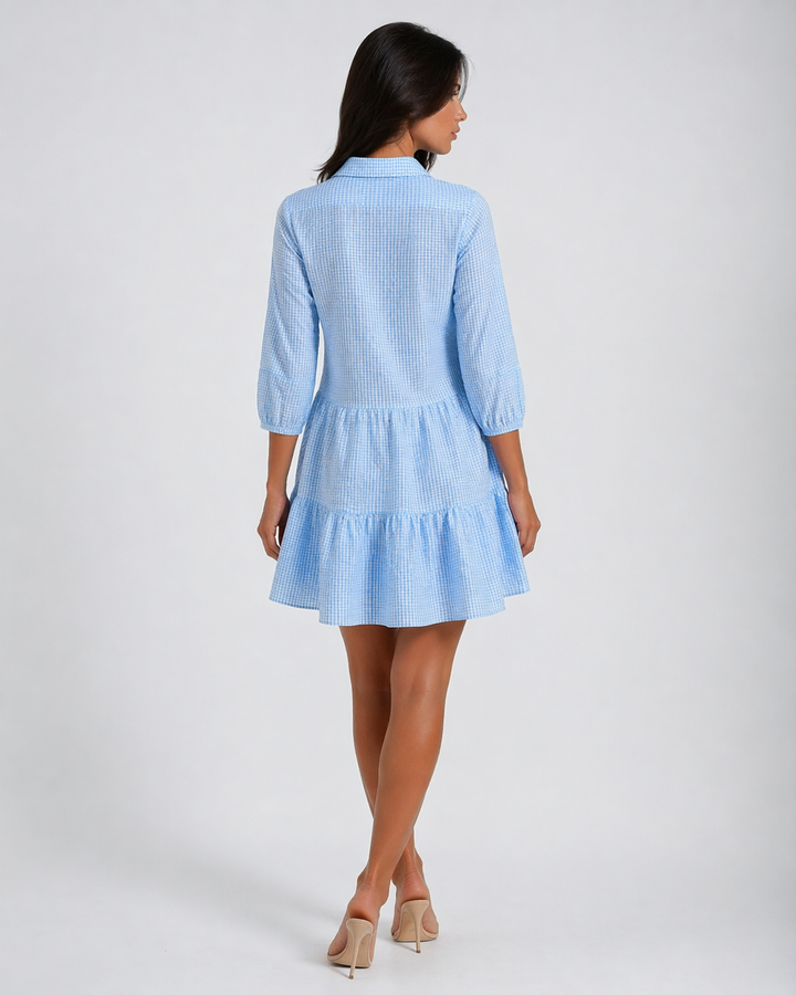 VIOLA™|VESTITO MINI A QUADRETTI CON BOTTONI FRONTALI