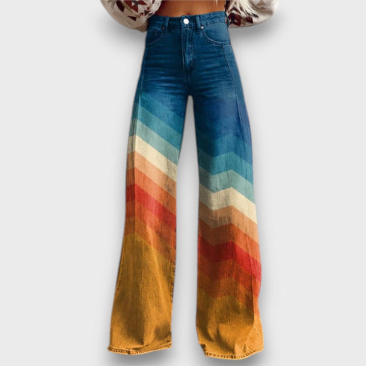 ZAMIRA™|PANTALONI LARGHI CON ZIGZAG RETRÒ IN SFUMATURA DI COLORE