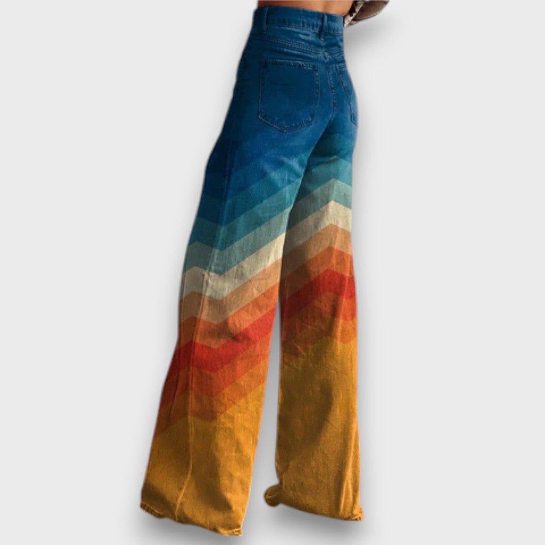 ZAMIRA™|PANTALONI LARGHI CON ZIGZAG RETRÒ IN SFUMATURA DI COLORE