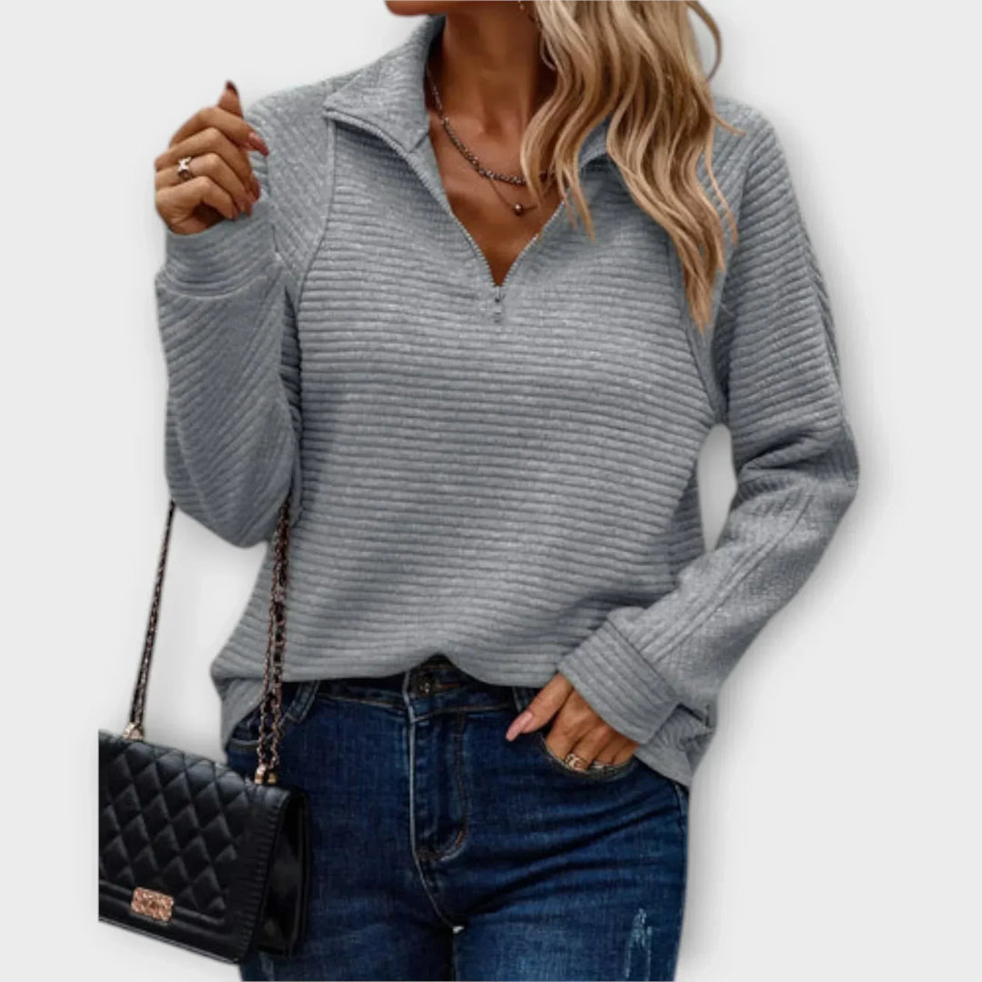 OLIVIA™|PULLOVER CON MEZZA ZIP