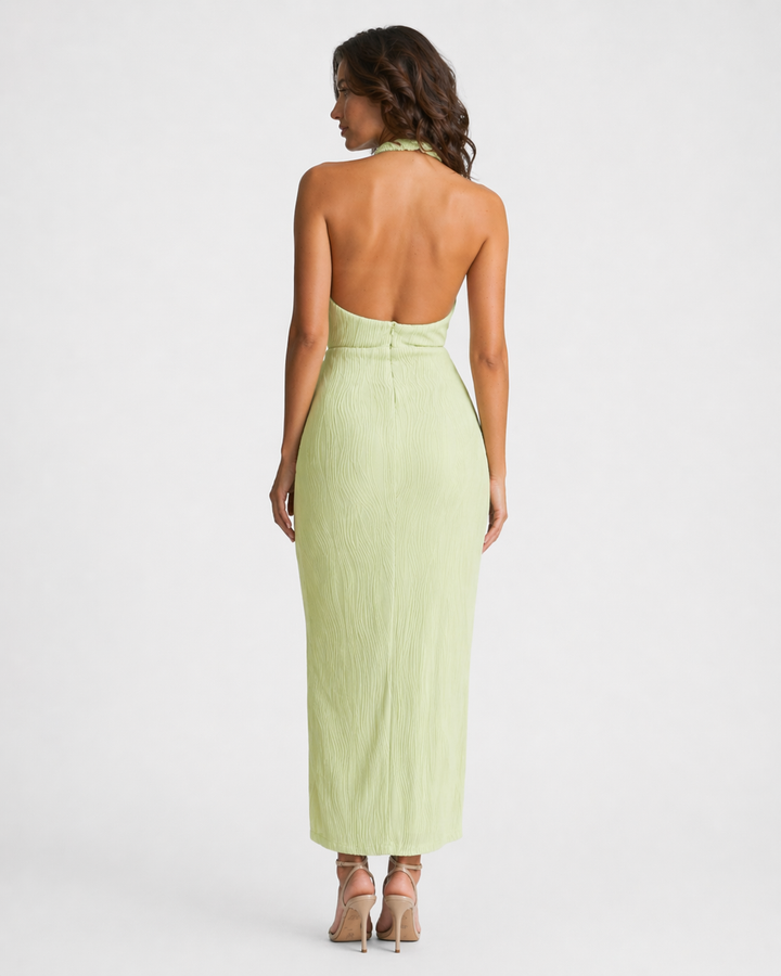 VITTORIA™|VESTITO MIDI PLISSETTATO CON COLLO HALTER