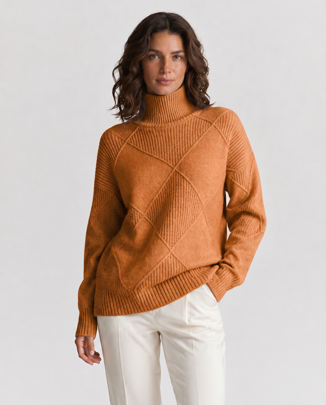 ALICE™|MAGLIA COLLO ALTO CON TRAMA GEOMETRICA