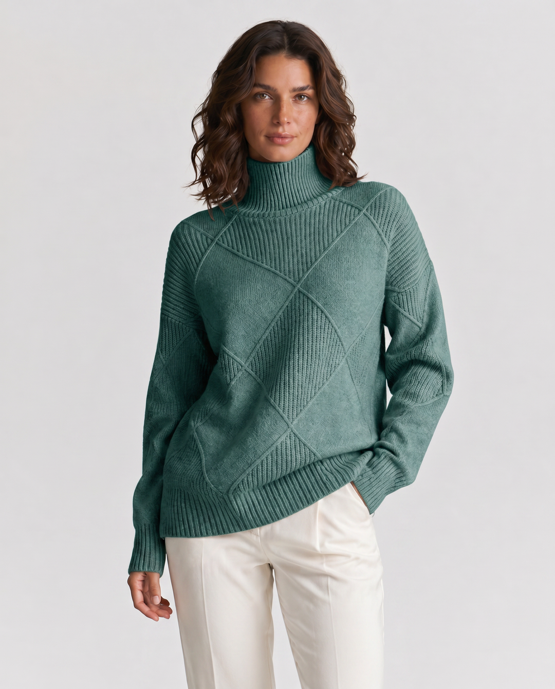 ALICE™|MAGLIA COLLO ALTO CON TRAMA GEOMETRICA