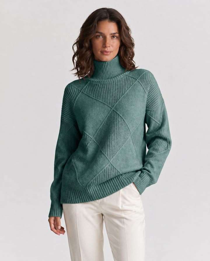 ALICE™|MAGLIA COLLO ALTO CON TRAMA GEOMETRICA