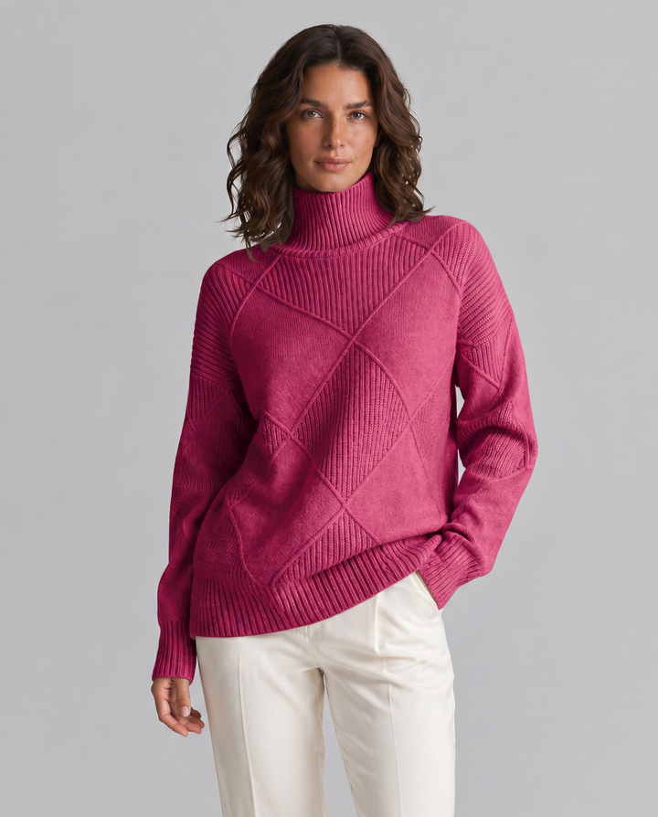 ALICE™|MAGLIA COLLO ALTO CON TRAMA GEOMETRICA