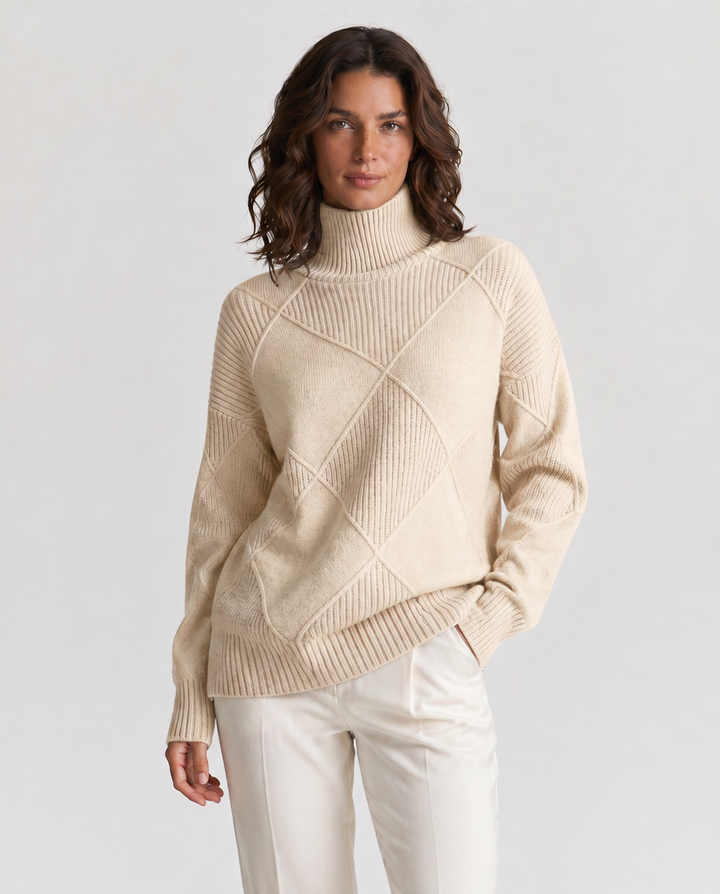 ALICE™|MAGLIA COLLO ALTO CON TRAMA GEOMETRICA