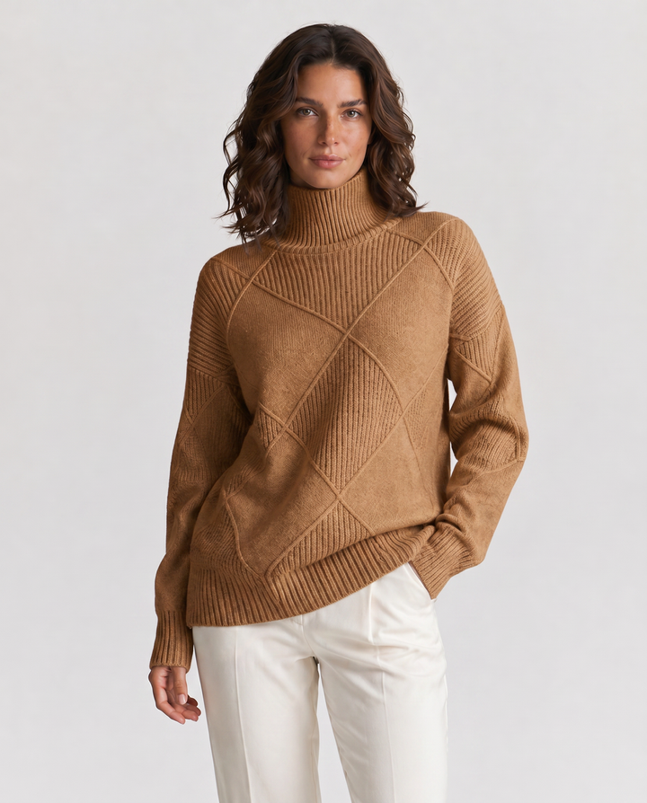 ALICE™|MAGLIA COLLO ALTO CON TRAMA GEOMETRICA