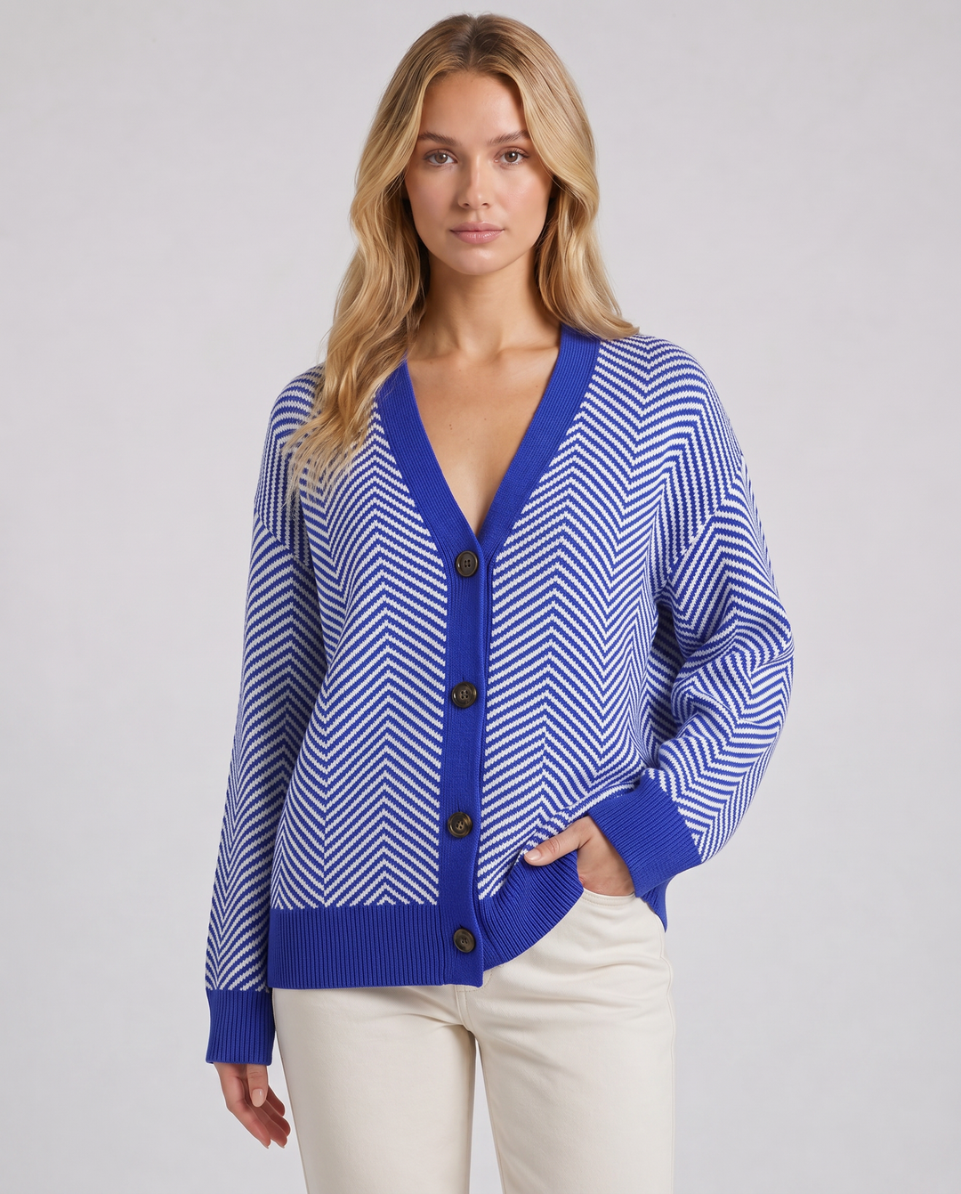 SOFIA™|CARDIGAN A RIGHE MORBIDO