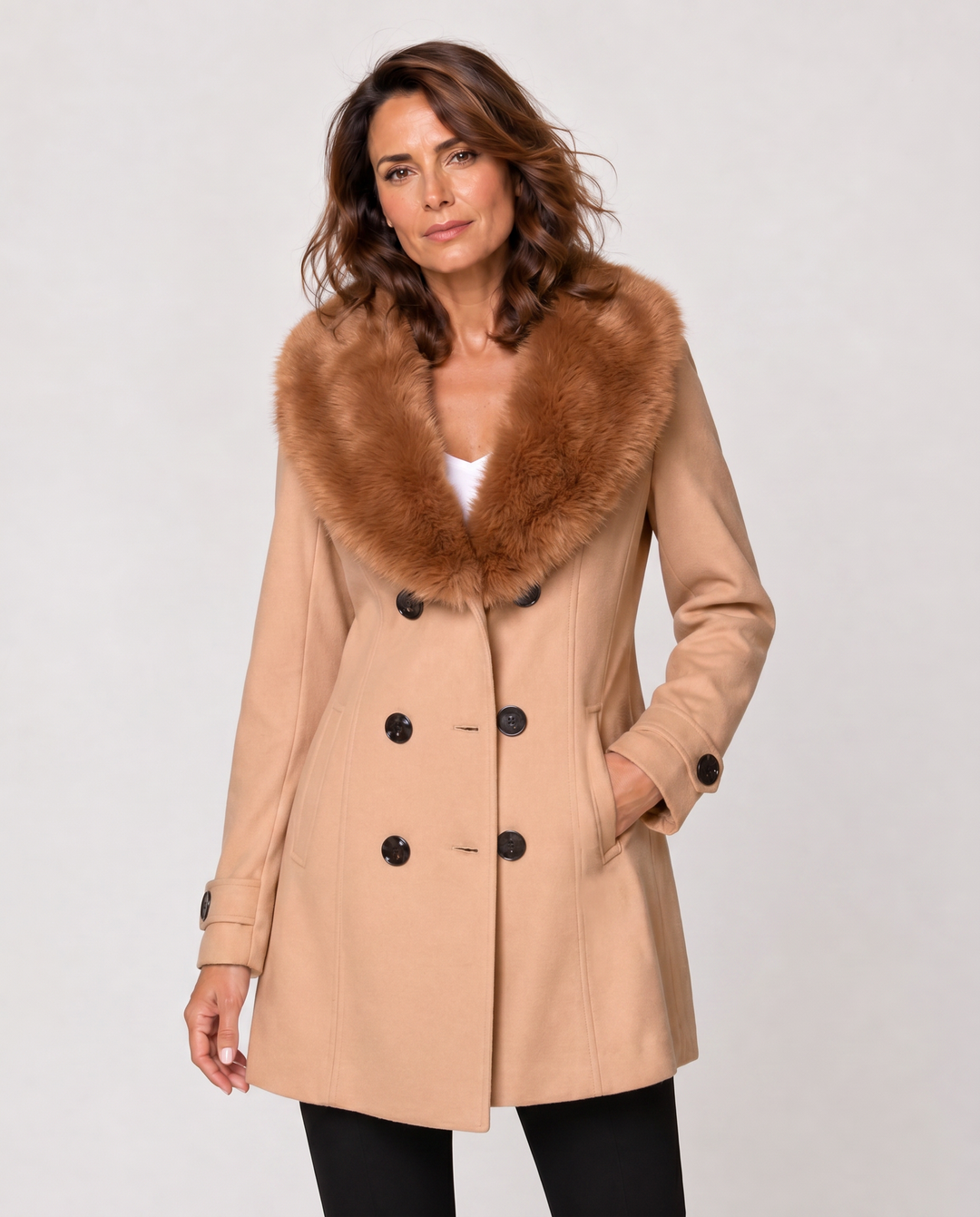 VITTORIA™|CAPPOTTO ELEGANTE CON COLLO IN ECO-PELLE