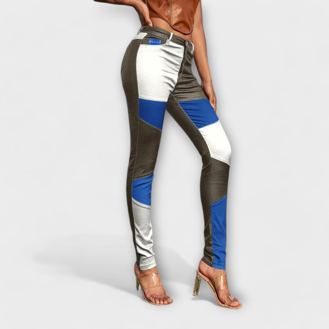 CALLIOPE™|PANTALONI CON MOTIVO A BLOCCHI DI COLORE