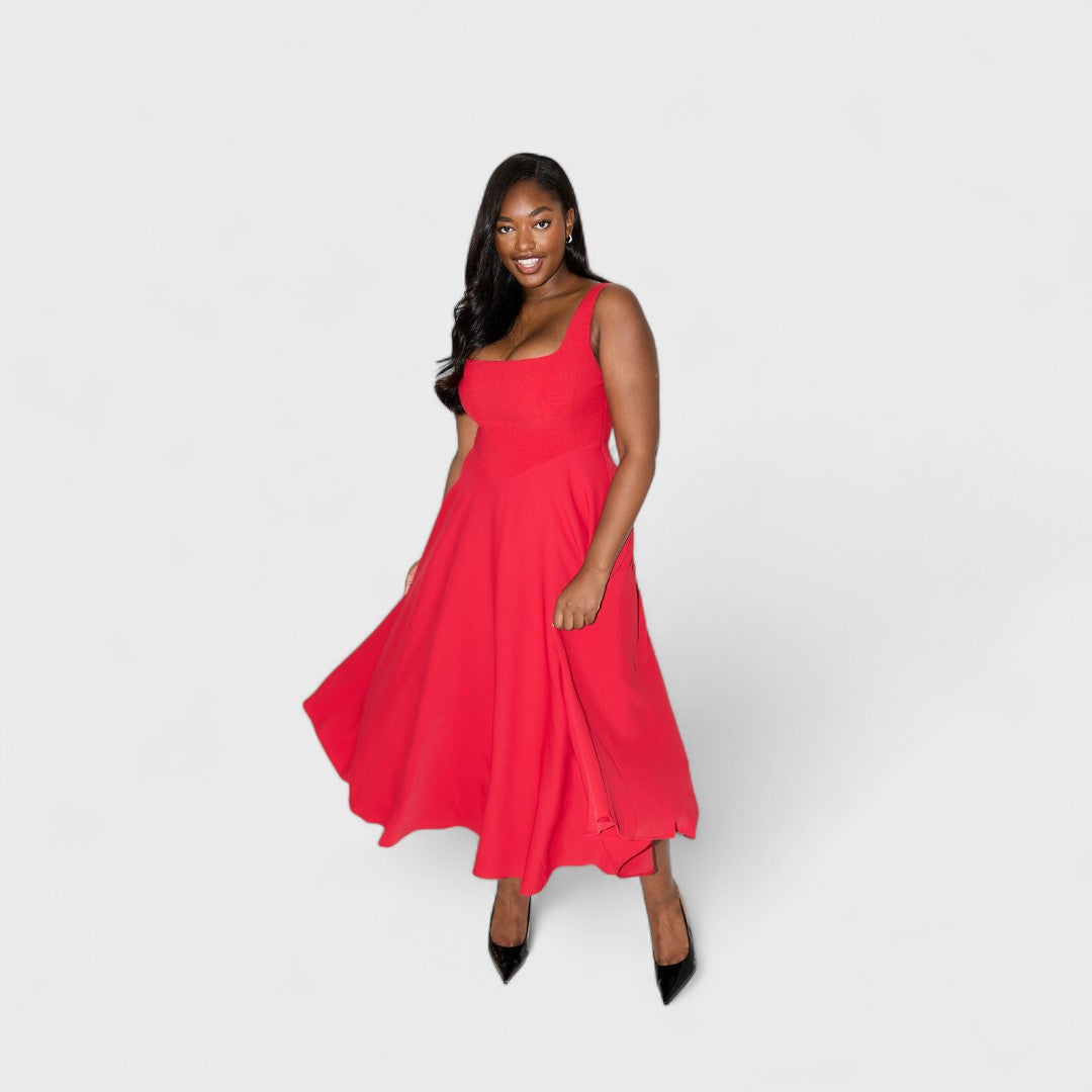 AMELIA™|ABITO MIDI FLUIDO SENZA TEMPO