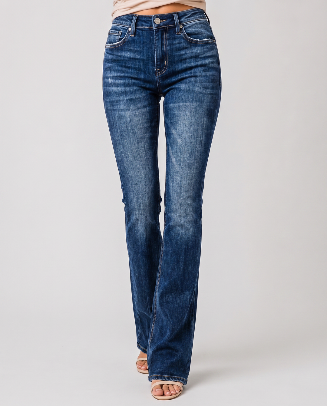 CATERINA™|JEANS A GAMBA DRITTA VITA ALTA
