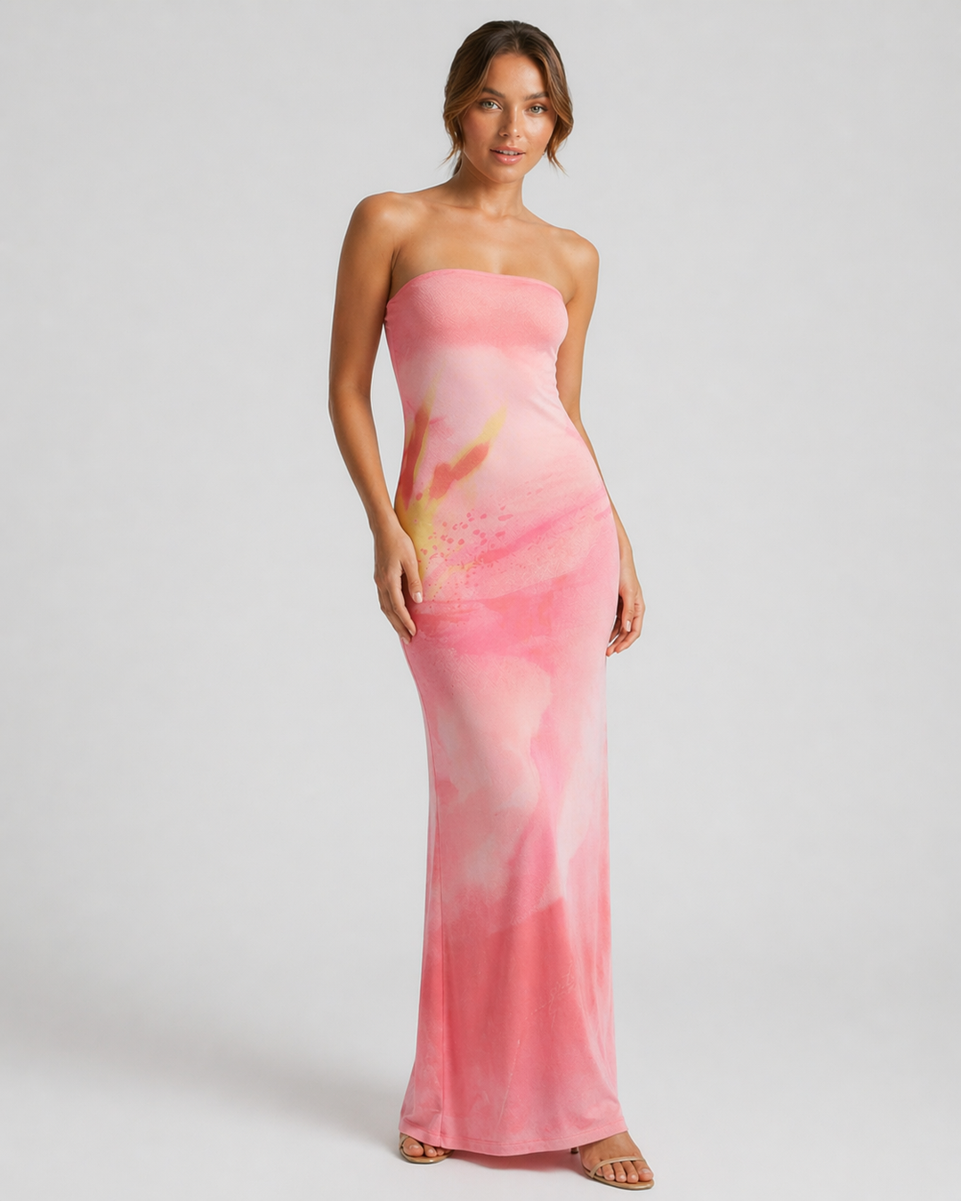 LIVIANA™|VESTITO LUNGO STRAPLESS SFUMATO