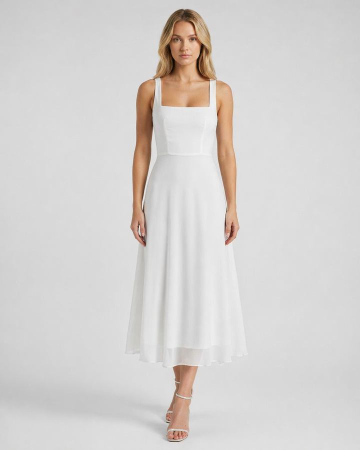 CHIARA™|VESTITO MIDI ELEGANTE CON SCOLLO QUADRATO