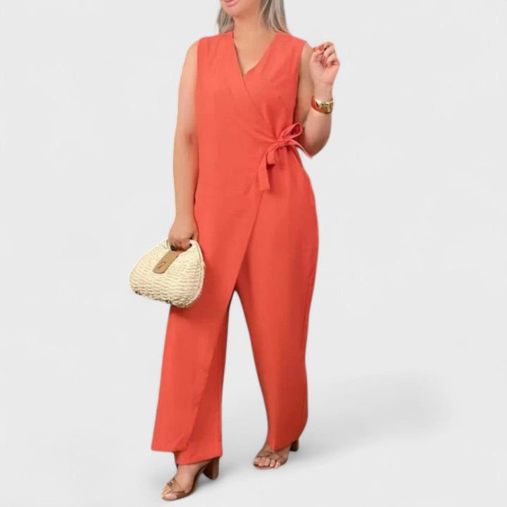 INÈS™|ELEGANTE TUTA CON SCOLLO A V