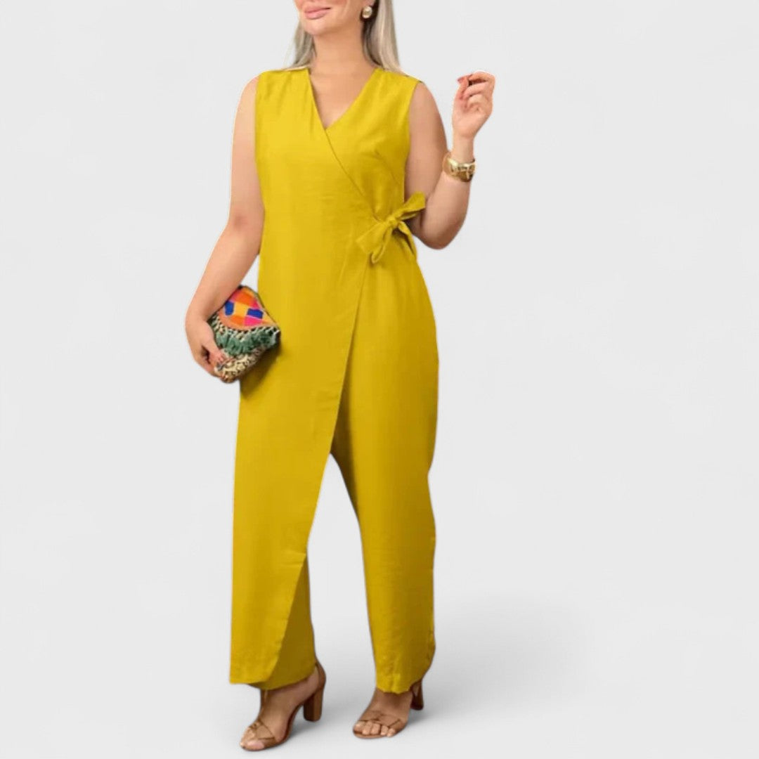 INÈS™|ELEGANTE TUTA CON SCOLLO A V