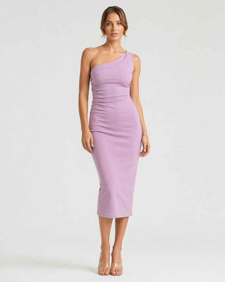 ALESSIA™|VESTITO MIDI MONOSPALLA
