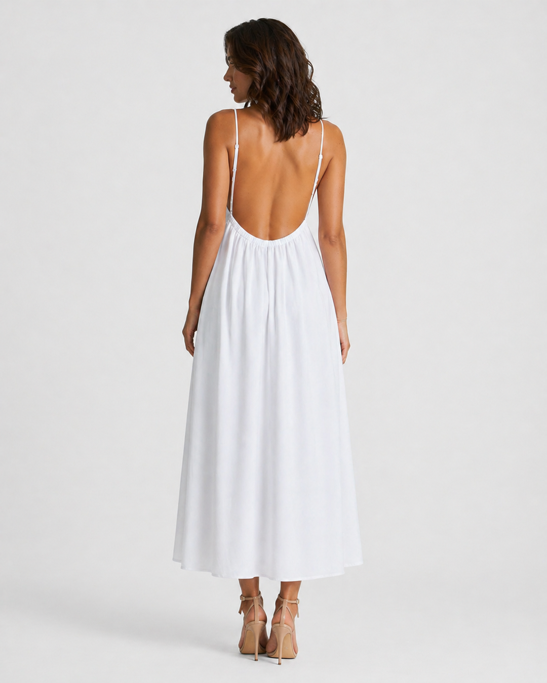 LUDOVICA™|VESTITO MIDI FLUIDO CON SPALLINE SOTTILI