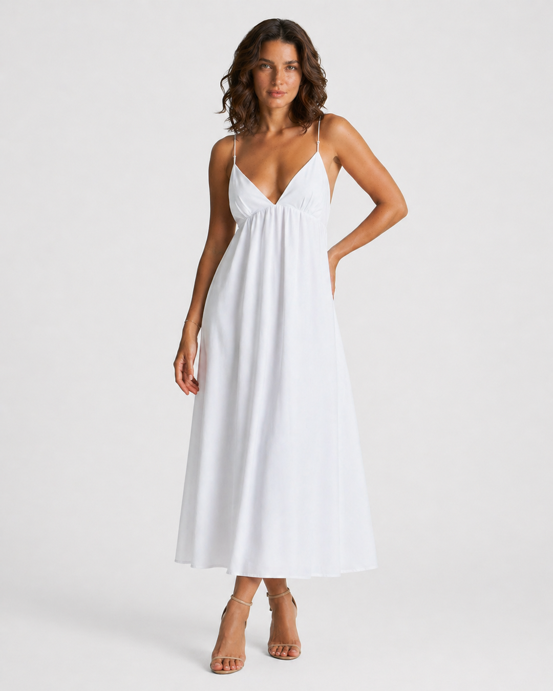 LUDOVICA™|VESTITO MIDI FLUIDO CON SPALLINE SOTTILI