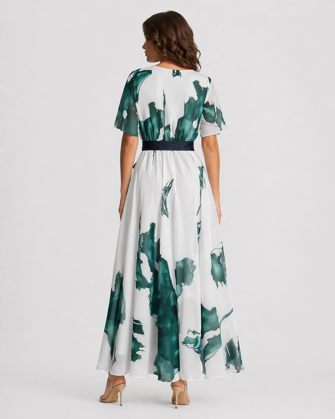 BIANCA™|VESTITO MIDI FLOREALE CON CINTURA ANNODATA