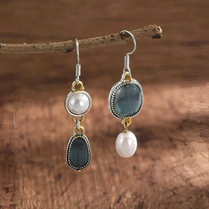 ORECCHINI RETRO IN PIETRA NATURALE BLU